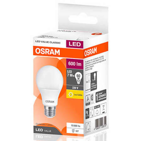 LAMPARA    OSRAM LED 7 W CALIDA   (REPRESENTA 60W)